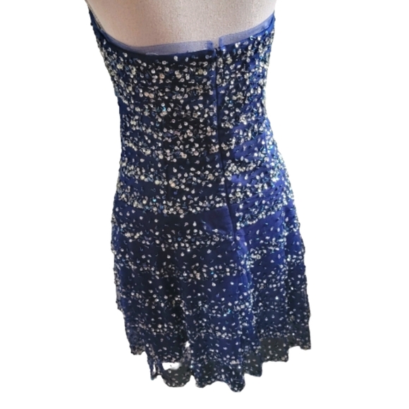(B) Terani couture blue sparkly sequin Dress size 8, cocktail dress - Picture 4 of 7
